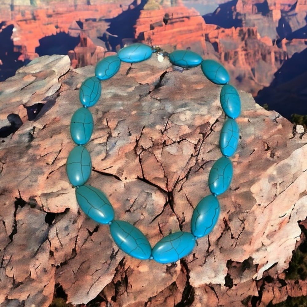 Turquoise color Howlite choker.